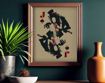 Dr. Jekyll and Mr. Hyde Print, Vintage Jack of Spades Illustration