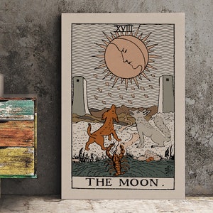 The Moon- Tarot Card Print - The Moon Card Neutral Vibe Poster Tarocchi eclettici, senza cornice