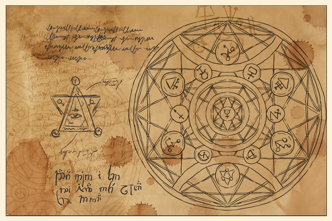 Sacred Geometry Alchemy Parchment poster No Frame Etsy