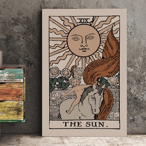 The Sun- Tarot Card Print - The Sun Card Neutral Vibe Cartel Tarot Ecléctico, Sin Marco
