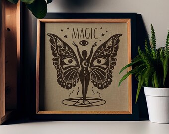 Butterfly Girl Magic - Pentagram Poster, No Frame