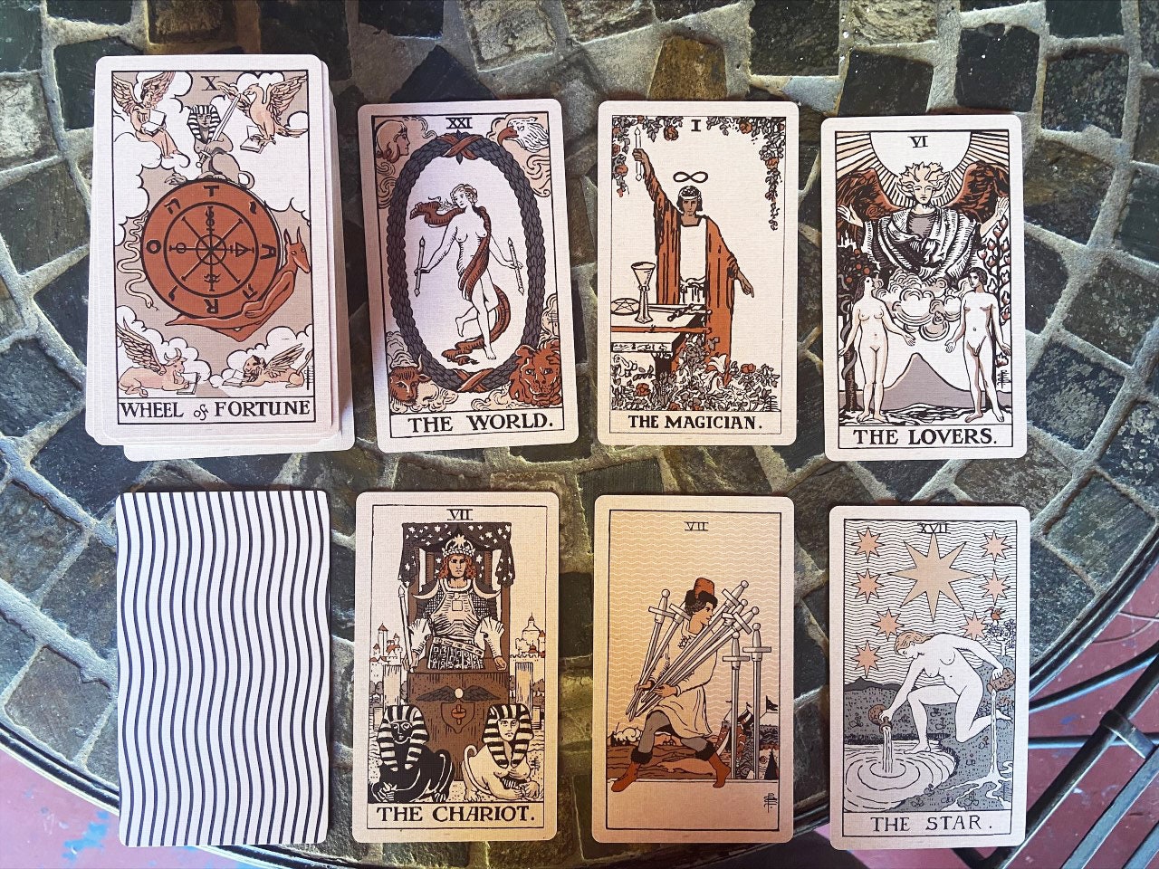 運命の輪 - タロットカードプリント - タロットカード 運命の輪 ニュートラルな雰囲気のカード カラーブロックポスター エクレクティックタロット、フレームなし  - Etsy 日本