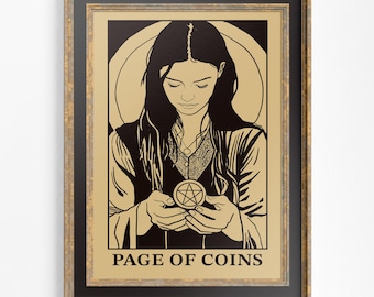 Art Nouveau Tarot Card Print - Page of Pentacles Poster