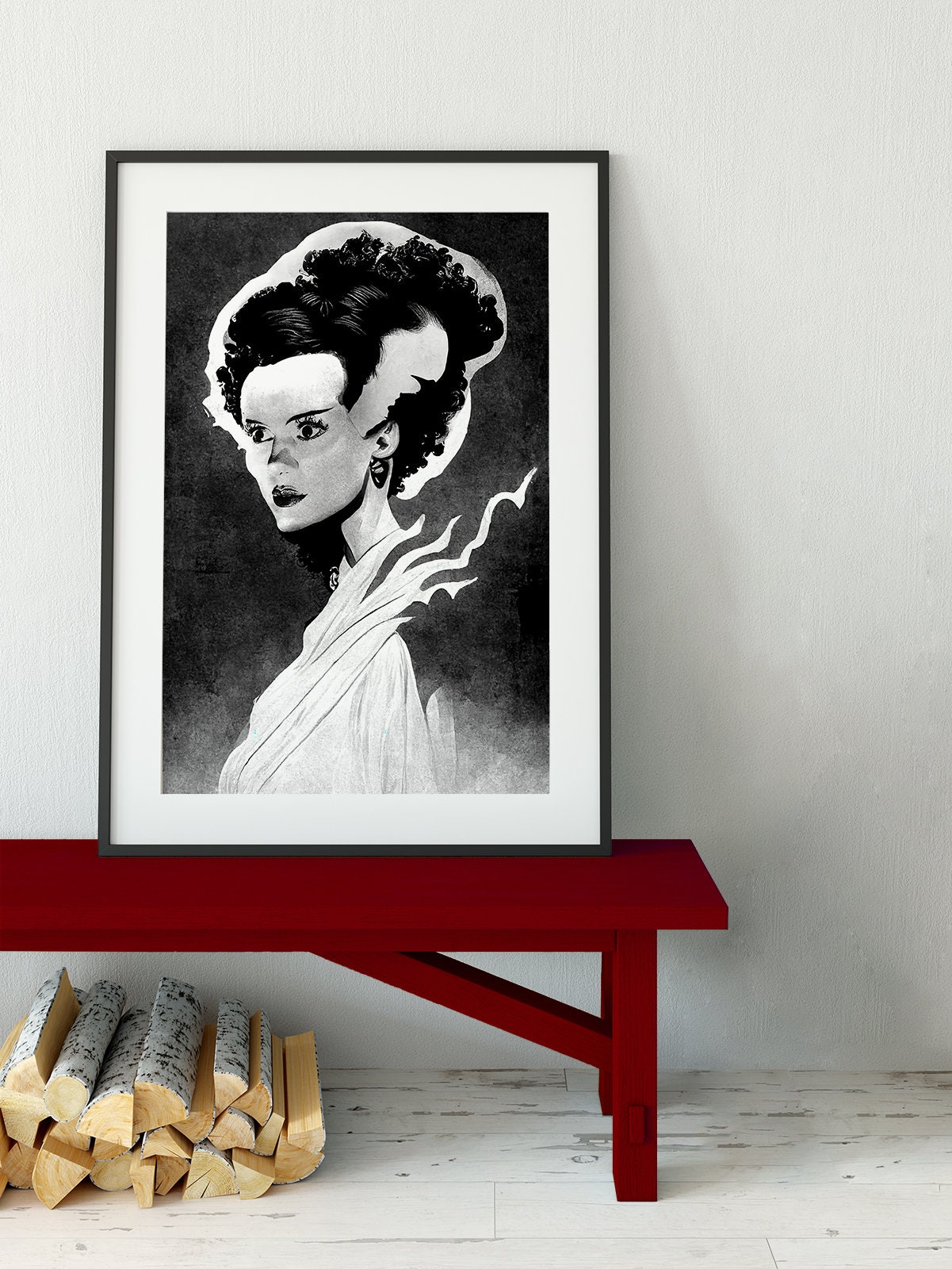 Bride of Frankenstein Art Print, Classic Monster Halloween Poster - Etsy