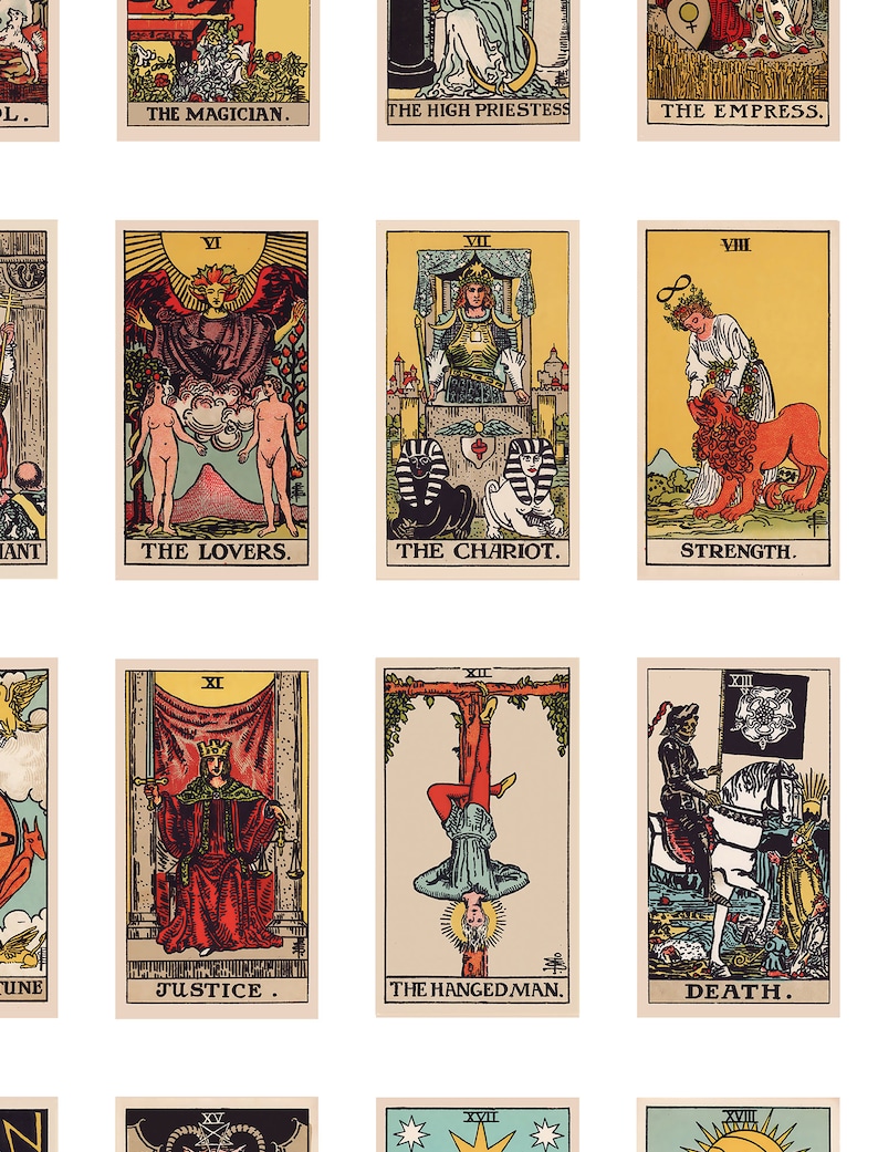 The Major Arcana Rider Waite Smith Tarot Card Print the Etsy