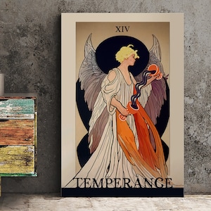 Temperance - Impression de cartes de tarot du Tarot de la ménagerie verte - Poster The Temperance Card, sans cadre