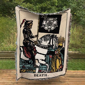 Woven Blanket - Death Tarot Card  - Rider Waite Deck - Cotton