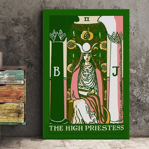 A Alta Sacerdotisa - Impressão de Carta de Tarô - A Alta Sacerdotisa Cartão Bubblegum Pastel Goth Punk Poster, Sem Moldura