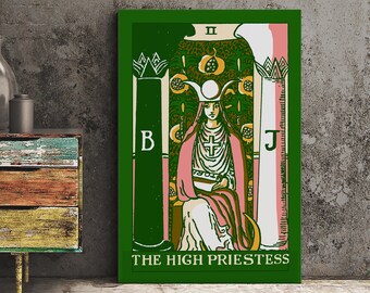 The High Priestess - Tarot Card Print - The High Priestess Card Bubblegum Pastel Goth Punk Poster, No Frame