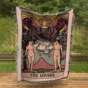 The Lovers- Tarot Card Blanket- Two Women Lovers Card Woven Throw Blanket Tapestry