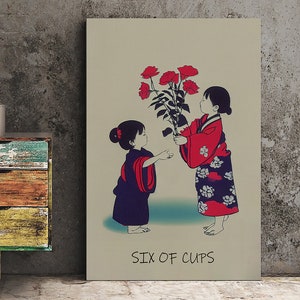 Six Of Cups- Tarot Card Print From the Green Menagerie Deck - The 6 Of Cups Card Poster, No Frame