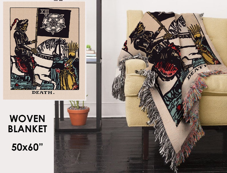 Woven Blanket Death Tarot Card Rider Waite Deck Cotton Etsy