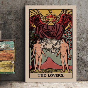 The Lovers - Tarot Kartendruck - Zwei Männer Liebeskarte Poster, ohne Rahmen