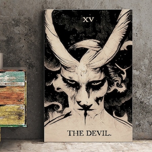 The Devil - Tarot Card Print from the Green Menagerie Tarot - Tarot Card The Devil Card Baphomet Poster, No Frame