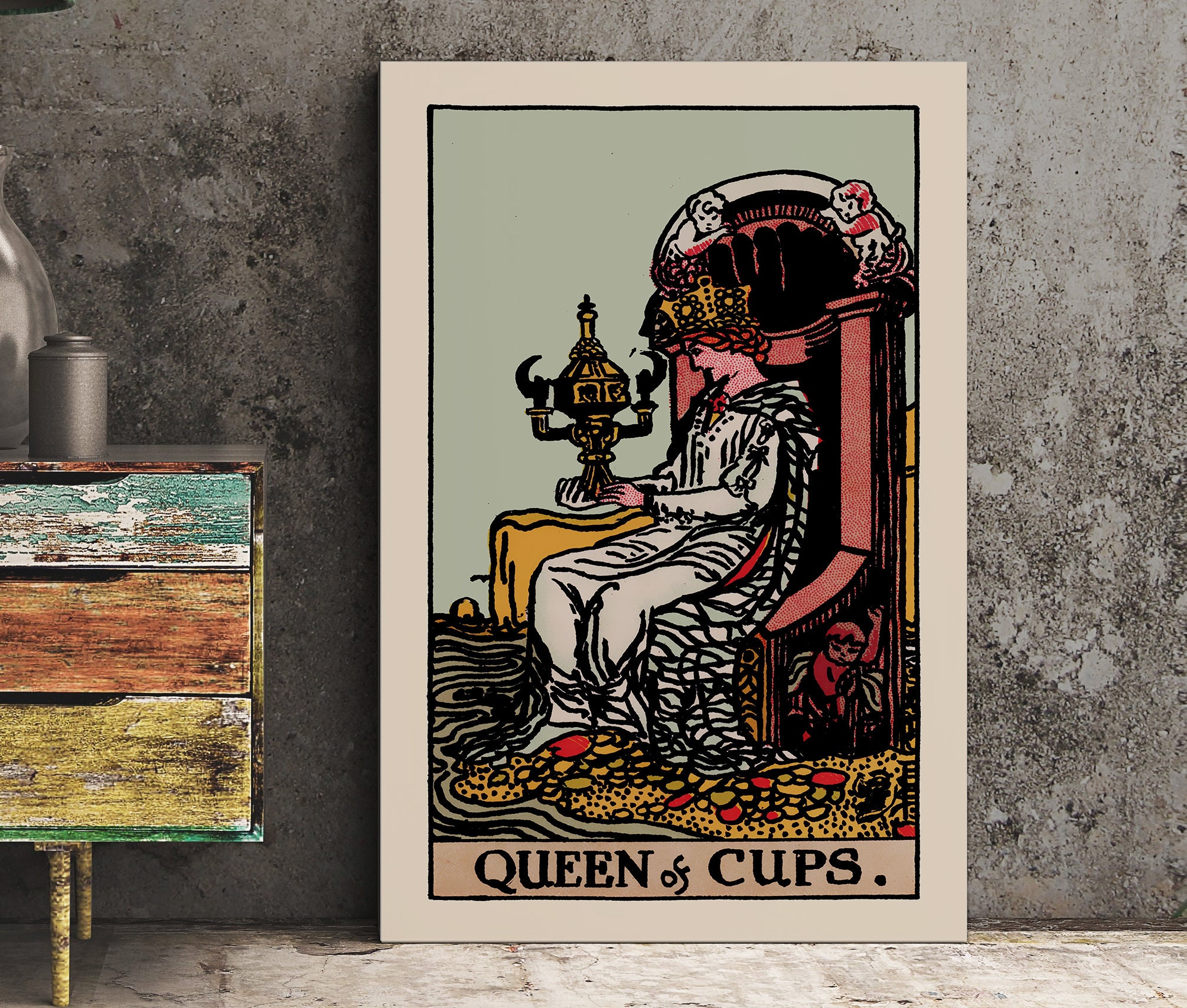 Queen of Cups Tarot Card Print The Queen of Cups Card Etsy
