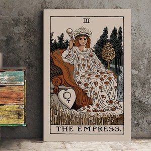 The Empress Tarot Card Print The Empress Card Neutral Vibe Poster Eclectic Tarot, No Frame image 1