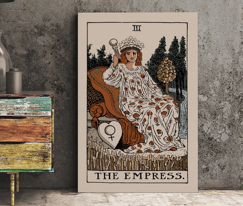 The Empress Tarot Card Print The Empress Card Neutral Vibe Poster Eclectic Tarot, No Frame image 1
