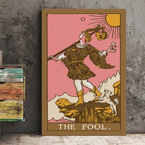 The Fool-tarotkaart print - The Fool Card popart goth punk Napolitaanse colorway poster, geen lijst