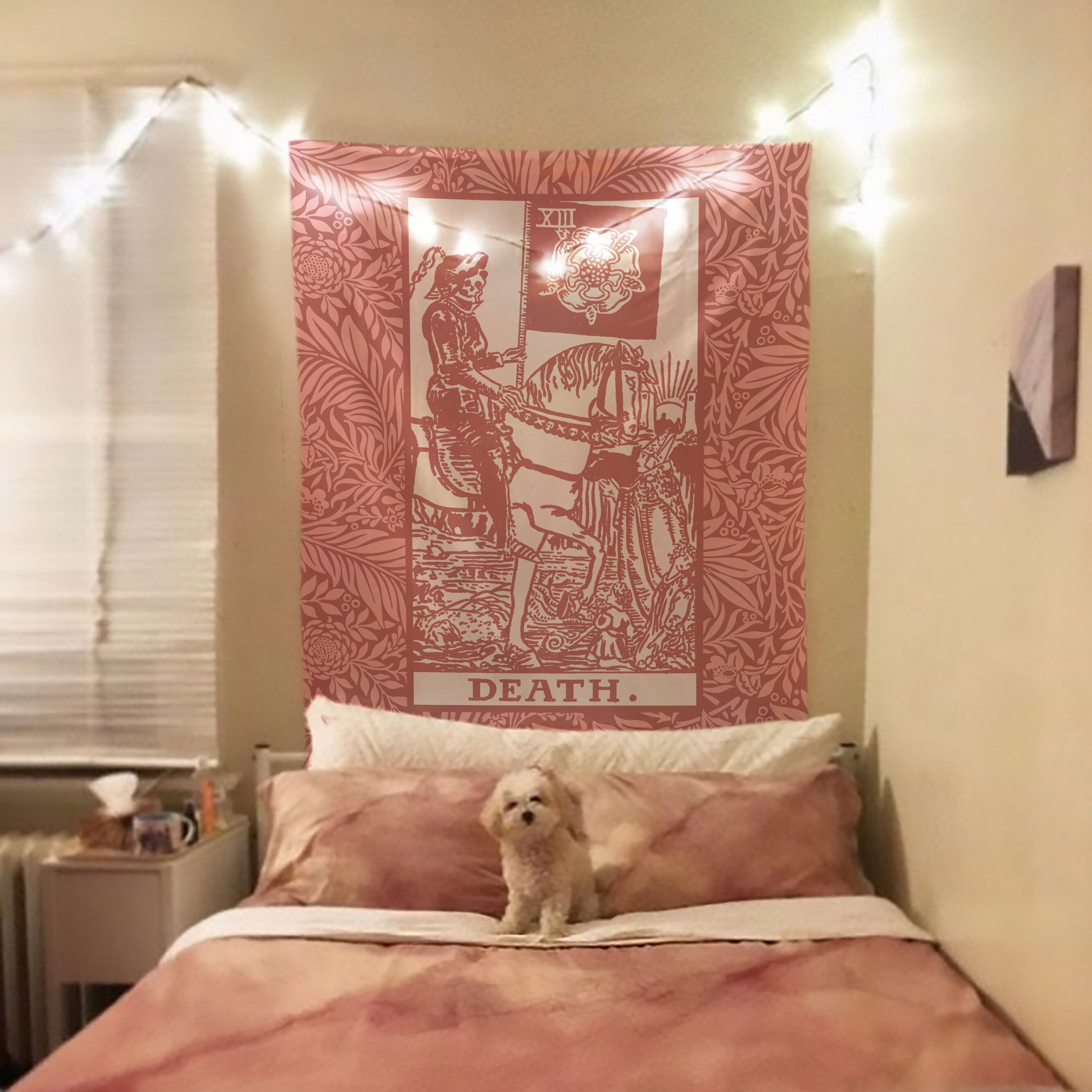 Death Tarot Card Pink Tapestry The Death Card Tapestry Etsy