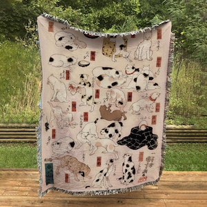 Woven Cotton Blanket - Japanese Cats