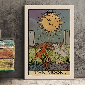 La Luna - Stampa Tarocchi - La Luna Poster Acquerello, Senza Cornice
