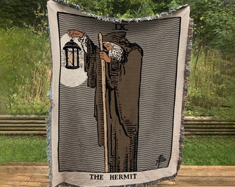 Woven Blanket - The Hermit Tarot Natural Vibe Card  - Rider Waite Deck - Cotton