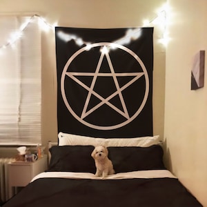 Pentagram Tapestry, Wiccan Tapestry, Occult Tapestry, Witchcraft Tapestry, Black Girl Magic