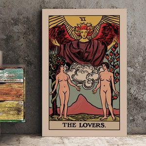 The Lovers - Tarot Karte Print - Zwei Frauen Liebhaber Karte Poster, kein Rahmen