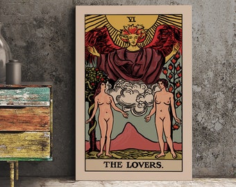 Lámina artística de la carta del Tarot de los Enamorados: Dos Mujeres