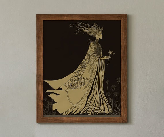 Mother Earth Art Print – Dark Academia Beige Gold Illustration