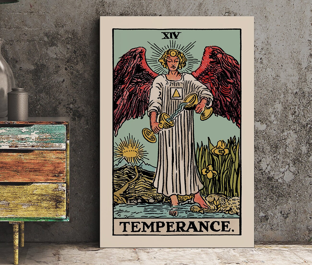 Temperance Tarot Card Print – Winged Angel Art, Blue Poster - Etsy