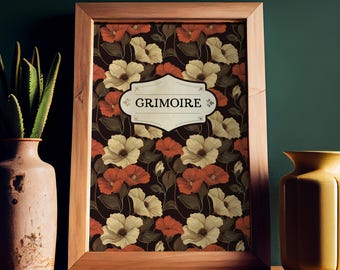 Grimoire Book Cover Print - Book of Shadows Poster, No Frame