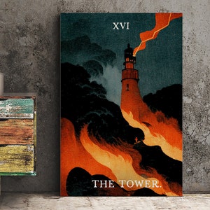 The Tower- Tarot Karten Print - The Tower Card Poster, kein Rahmen