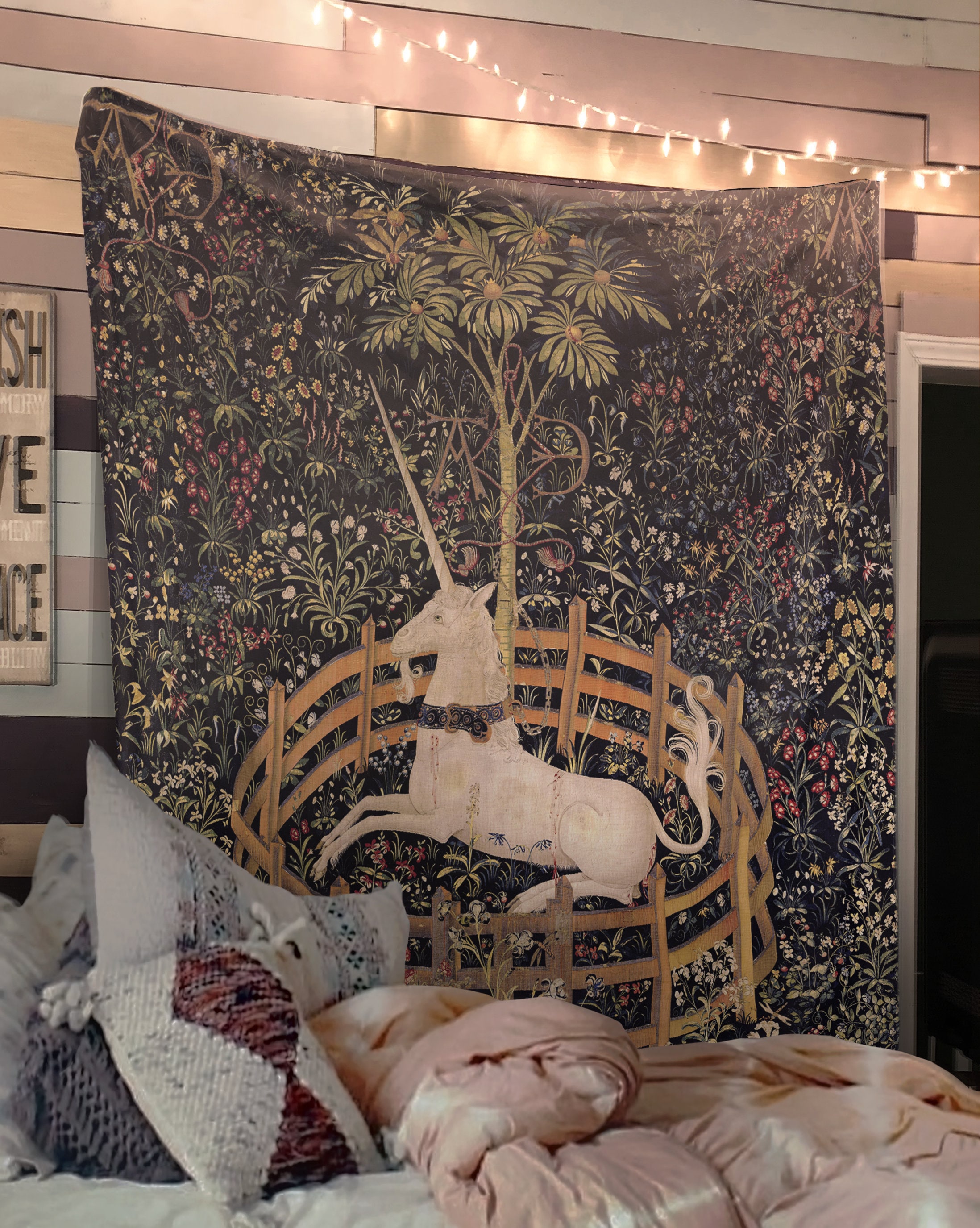 Medieval Unicorn Tapestry - The Unicorn In Captivity (Printed 