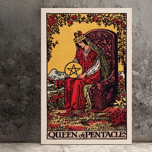 Reina de Oros - Impresión de la carta del Tarot - Póster de la Reina de Oros, sin marco