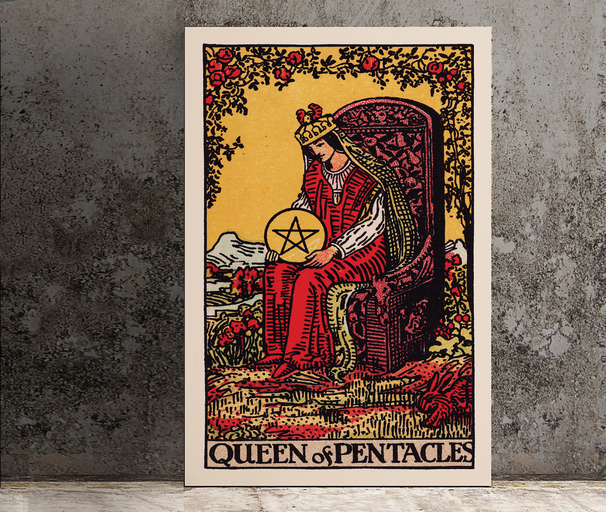 Queen of Pentacles Tarot Card Print the Queen of Pentacles Etsy UK