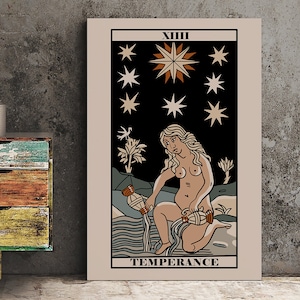 Impresión de la carta del Tarot de Marsella La Estrella - Póster de la carta La Estrella con ambiente neutro, tarot ecléctico, sin marco