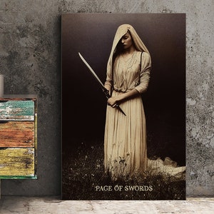 Sota de espadas - Novia de espadas - Impresión de cartas del tarot de la baraja Green Menagerie - Póster de la carta Sota de espadas, sin marco