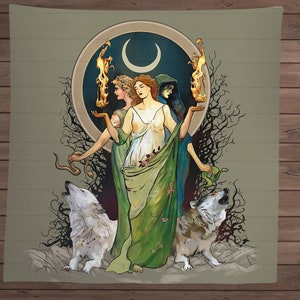 Nappe d'autel déesse lune - nappe de tarot Hécate Hécate 60 x 61 cm (imprimé)