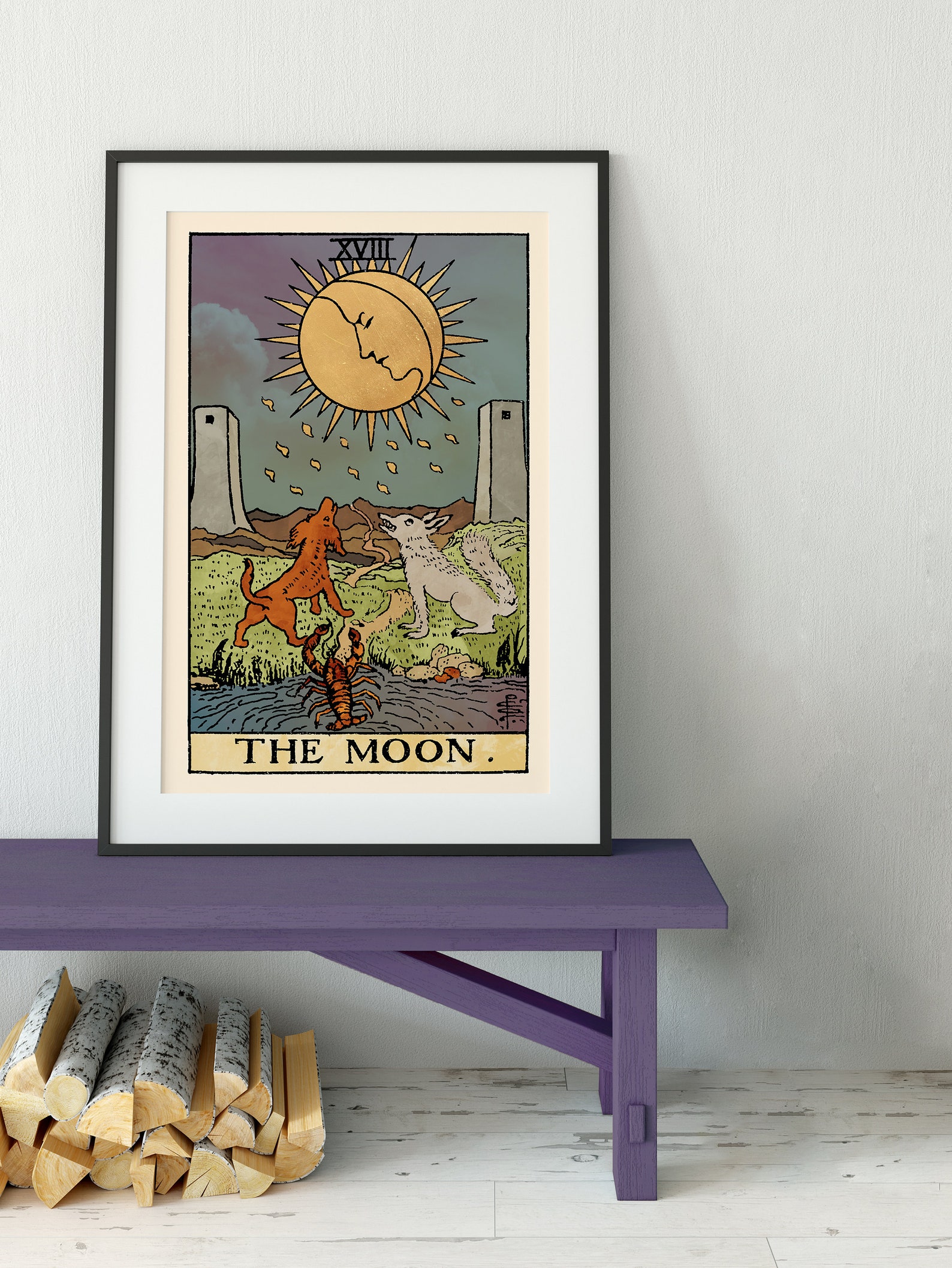 The Moon Tarot Card Print the Moon Watercolor Poster No | Etsy