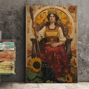 La reine des baguettes - Impression de cartes de tarot - Poster La reine des baguettes, sans cadre