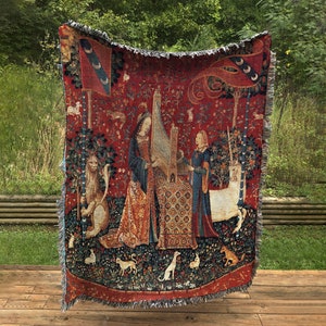 Woven Cotton Tapestry/Throw Blanket - Lady With Unicorn - Sound Blanket