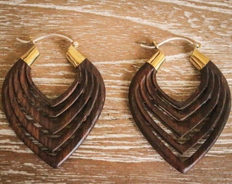 Orange - Hand Carved Wooden Earrings