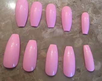 Pink Coffin Nails Etsy Pink Coffin Nails Etsy