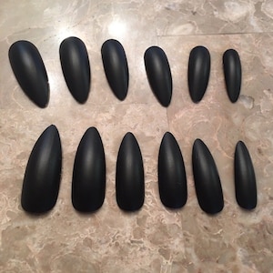 Black matte long Stiletto ballerina coffin Nails fake nails