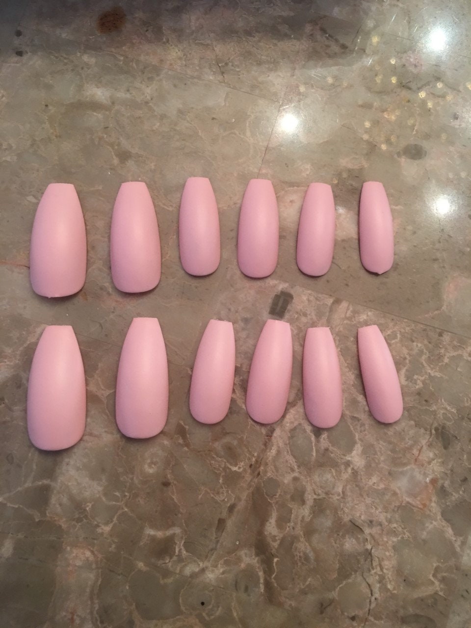 Pink Press on Nails Ready to Ship Medium Coffin Handmade Solid Colour - Etsy