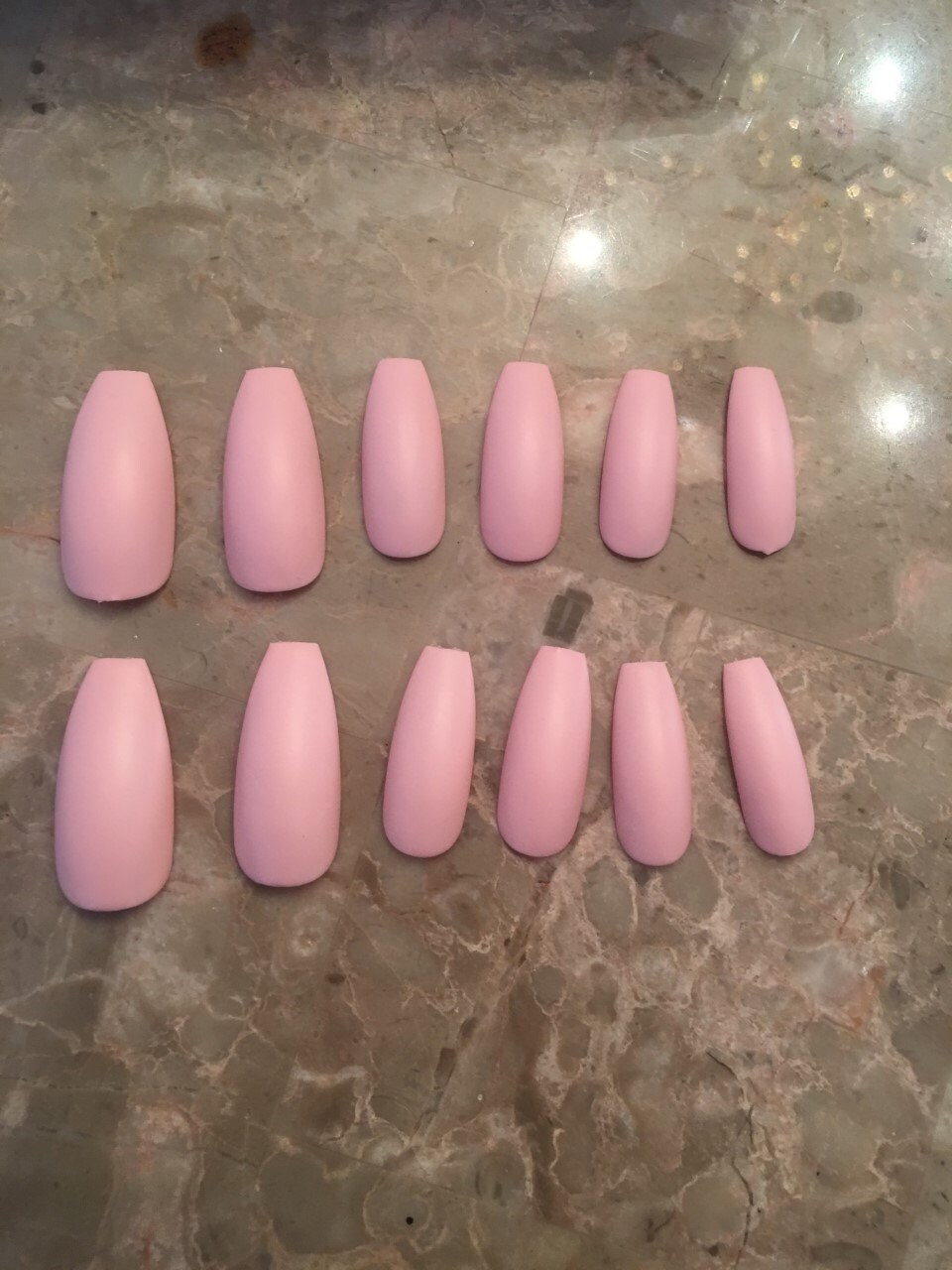 Light Pink Matte Long False Coffin Nails Press On Nails Fake Etsy