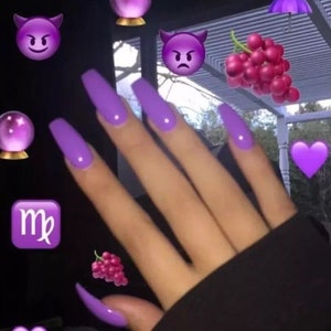 candy  Purple Long Coffin stilettos Nails false nails