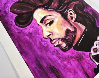 Purple Prince Portrait Print — Vibrant Giclée Art on German Etching Paper — Music Legend Wall Decor