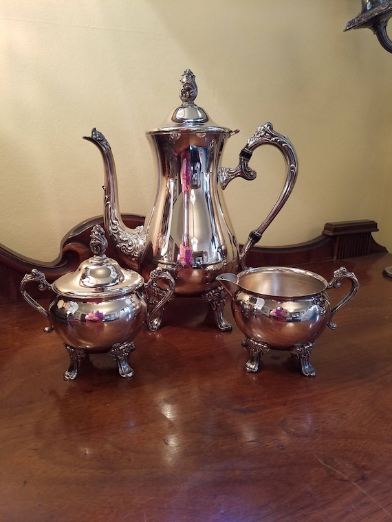 【Harts The Silversmiths】 ファルコンのティーセット 3点 Vintage Suffolk Silversmith Silverplate 3 Piece Tea Set - Vintage